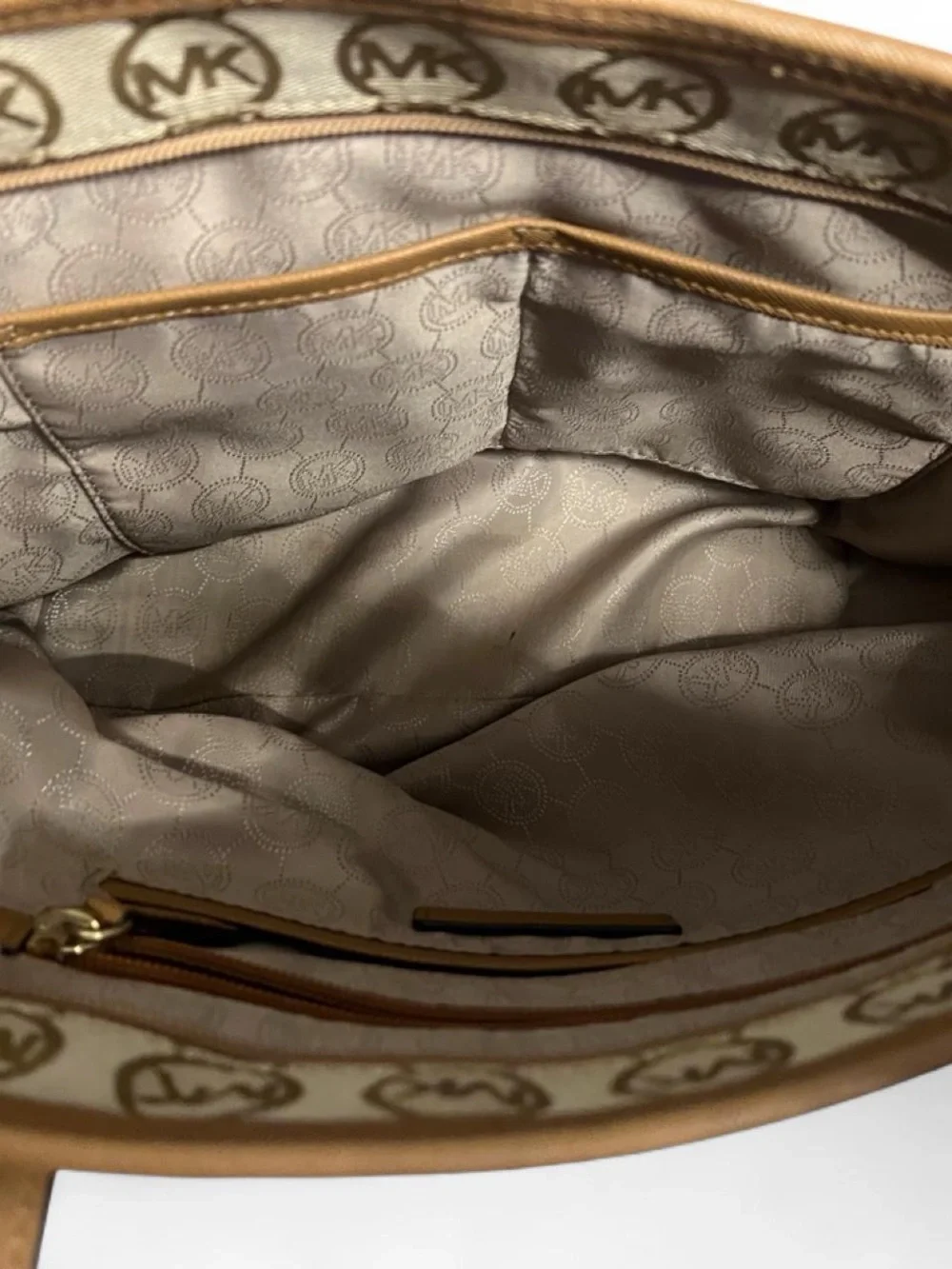 Michael Kors Beige/Tan Monogram Signature Tote